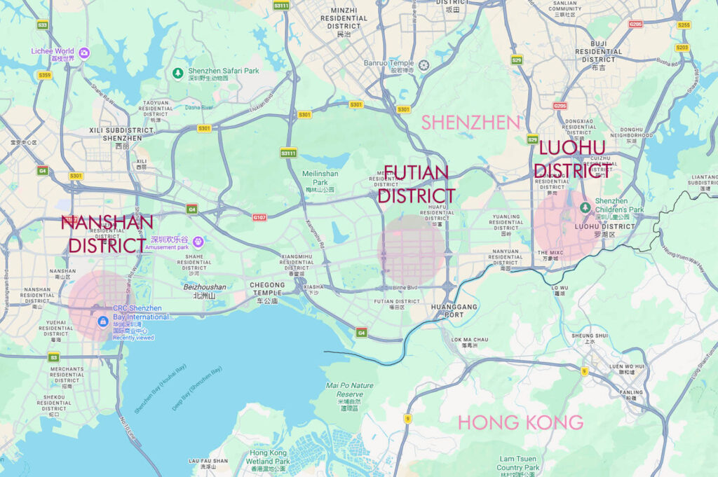 Best areas to stay in Shenzhen - Map